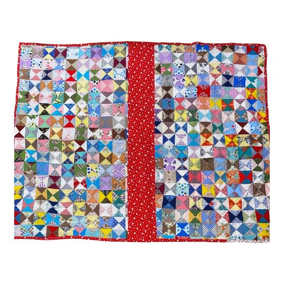 Patchwork Quilted Reversible Coverlet Handmade Large 50”X70” Perfect Throw Size - Picture 2 of 10